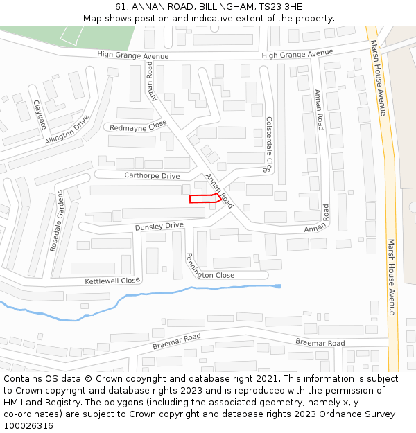 61, ANNAN ROAD, BILLINGHAM, TS23 3HE: Location map and indicative extent of plot