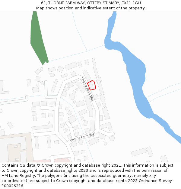 61, THORNE FARM WAY, OTTERY ST MARY, EX11 1GU: Location map and indicative extent of plot