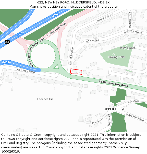 622, NEW HEY ROAD, HUDDERSFIELD, HD3 3XJ: Location map and indicative extent of plot