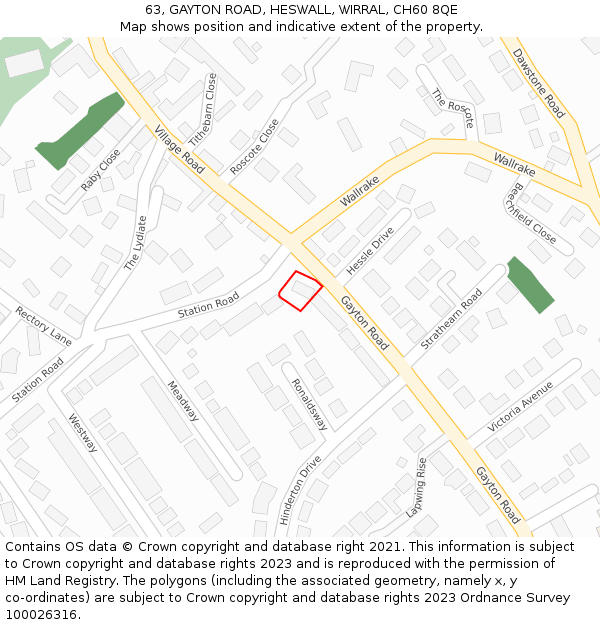 63, GAYTON ROAD, HESWALL, WIRRAL, CH60 8QE: Location map and indicative extent of plot