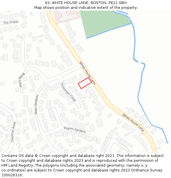 63, WHITE HOUSE LANE, BOSTON, PE21 0BH: Location map and indicative extent of plot