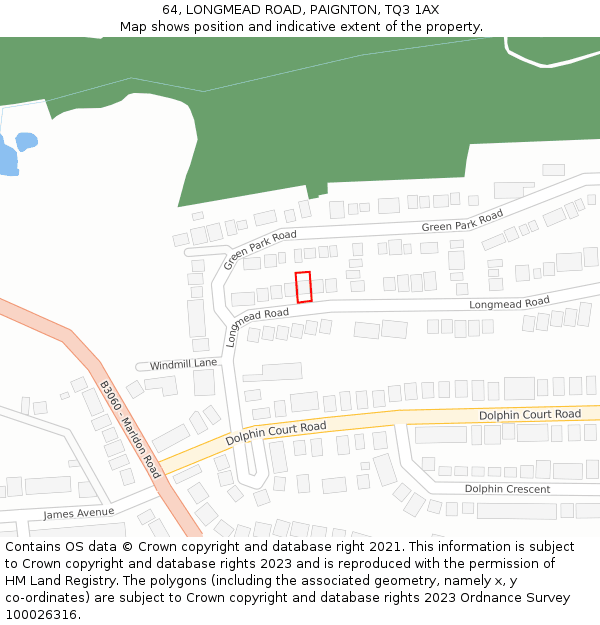 64, LONGMEAD ROAD, PAIGNTON, TQ3 1AX: Location map and indicative extent of plot