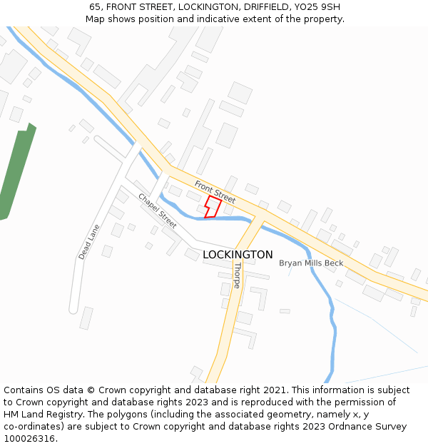 65, FRONT STREET, LOCKINGTON, DRIFFIELD, YO25 9SH: Location map and indicative extent of plot