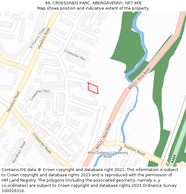 66, CROESONEN PARC, ABERGAVENNY, NP7 6PE: Location map and indicative extent of plot