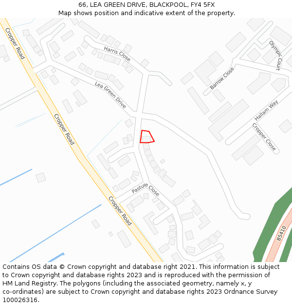 66, LEA GREEN DRIVE, BLACKPOOL, FY4 5FX: Location map and indicative extent of plot