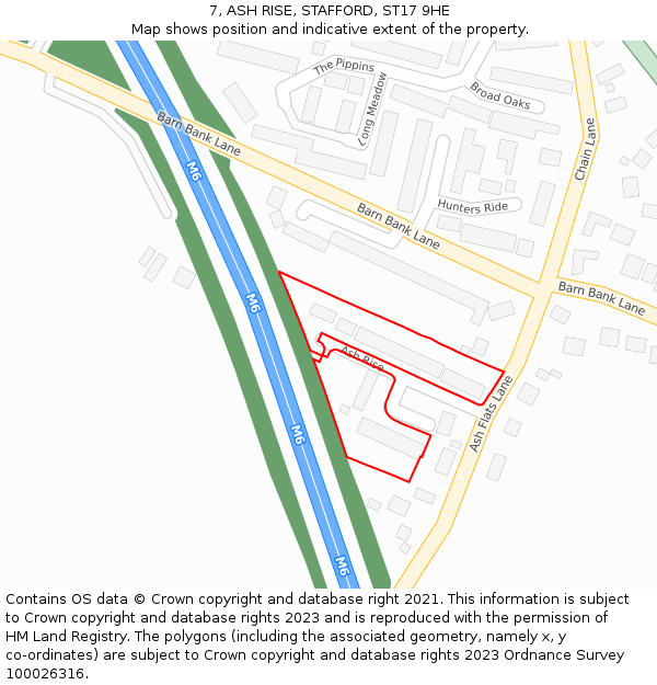 7, ASH RISE, STAFFORD, ST17 9HE: Location map and indicative extent of plot