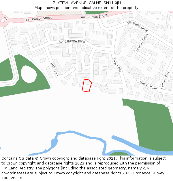 7, KEEVIL AVENUE, CALNE, SN11 0JN: Location map and indicative extent of plot