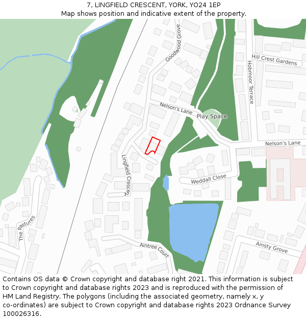 7, LINGFIELD CRESCENT, YORK, YO24 1EP: Location map and indicative extent of plot