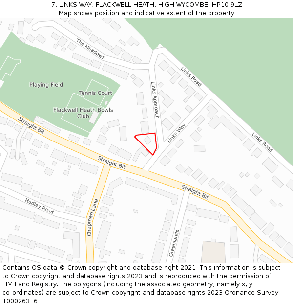 7, LINKS WAY, FLACKWELL HEATH, HIGH WYCOMBE, HP10 9LZ: Location map and indicative extent of plot