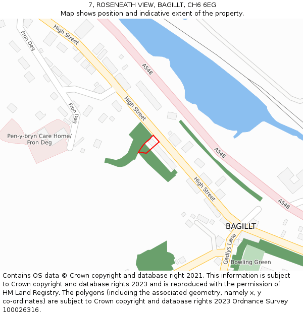 7, ROSENEATH VIEW, BAGILLT, CH6 6EG: Location map and indicative extent of plot