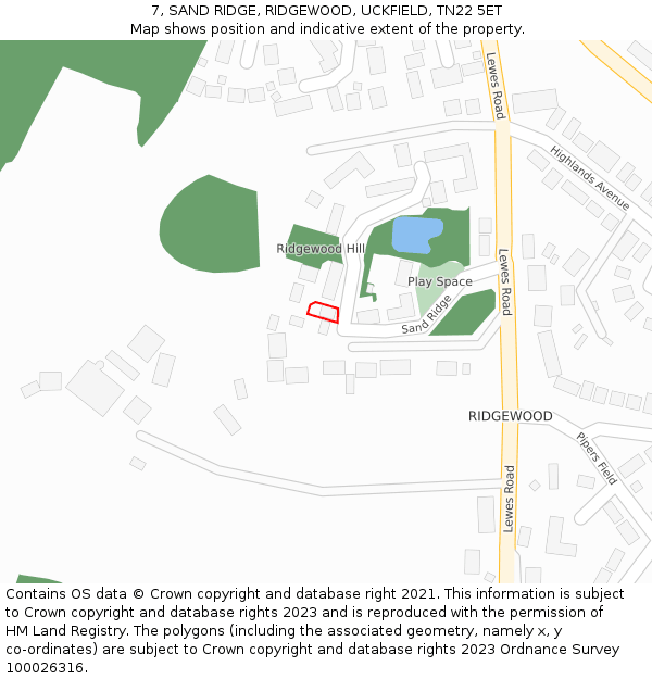 7, SAND RIDGE, RIDGEWOOD, UCKFIELD, TN22 5ET: Location map and indicative extent of plot