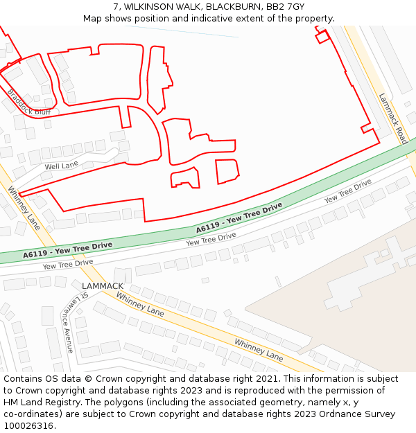 7, WILKINSON WALK, BLACKBURN, BB2 7GY: Location map and indicative extent of plot