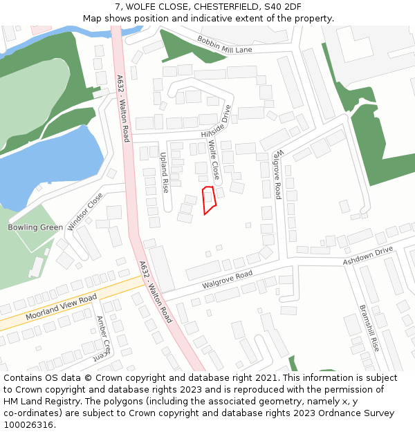 7, WOLFE CLOSE, CHESTERFIELD, S40 2DF: Location map and indicative extent of plot