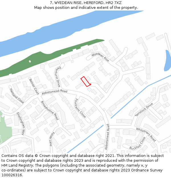 7, WYEDEAN RISE, HEREFORD, HR2 7XZ: Location map and indicative extent of plot