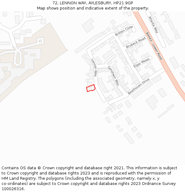 72, LENNON WAY, AYLESBURY, HP21 9GP: Location map and indicative extent of plot