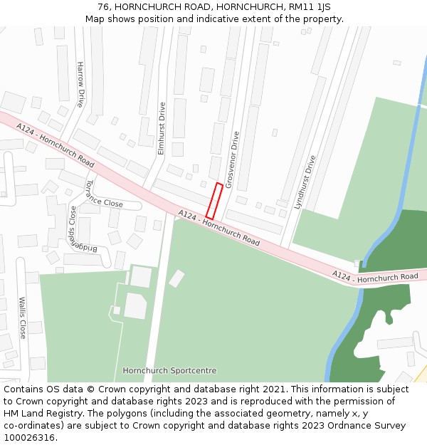 76, HORNCHURCH ROAD, HORNCHURCH, RM11 1JS: Location map and indicative extent of plot