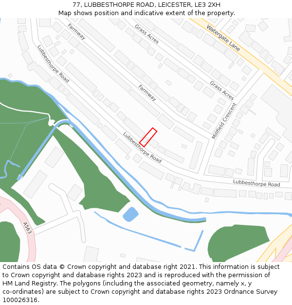 77, LUBBESTHORPE ROAD, LEICESTER, LE3 2XH: Location map and indicative extent of plot