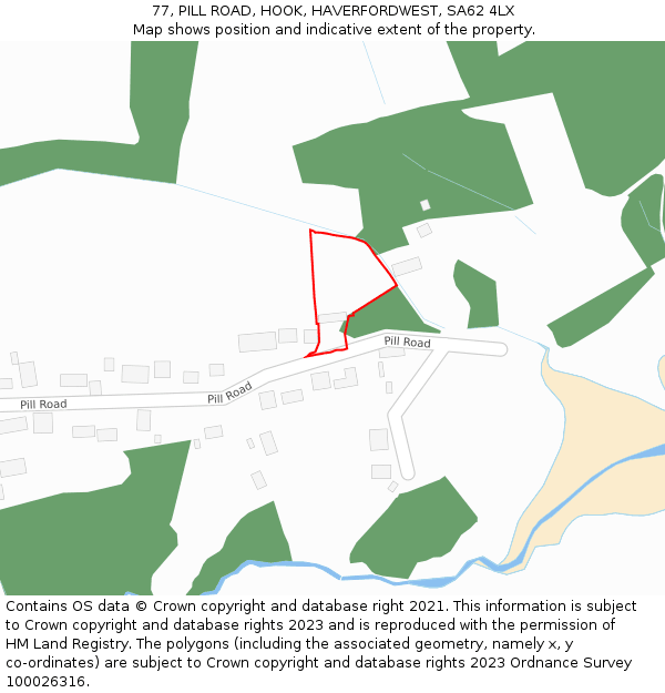 77, PILL ROAD, HOOK, HAVERFORDWEST, SA62 4LX: Location map and indicative extent of plot