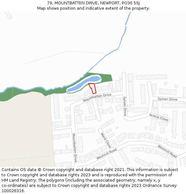 79, MOUNTBATTEN DRIVE, NEWPORT, PO30 5SJ: Location map and indicative extent of plot