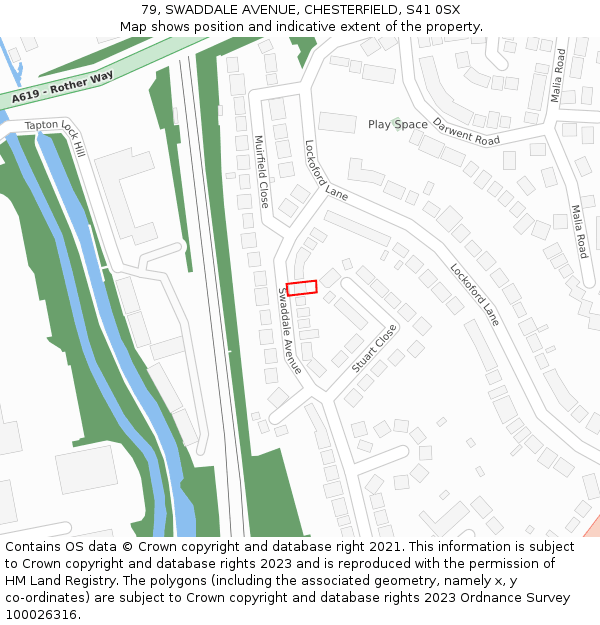 79, SWADDALE AVENUE, CHESTERFIELD, S41 0SX: Location map and indicative extent of plot