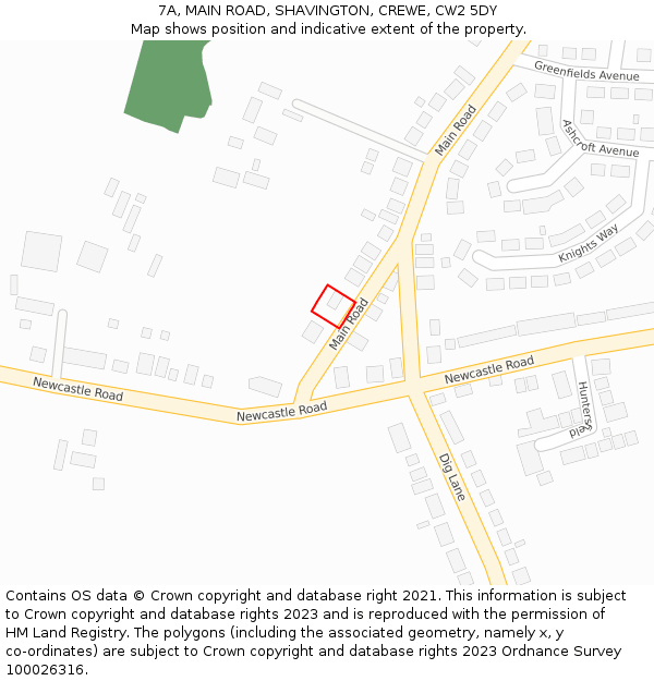 7A, MAIN ROAD, SHAVINGTON, CREWE, CW2 5DY: Location map and indicative extent of plot