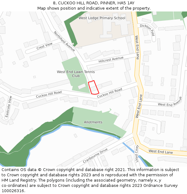 8, CUCKOO HILL ROAD, PINNER, HA5 1AY: Location map and indicative extent of plot