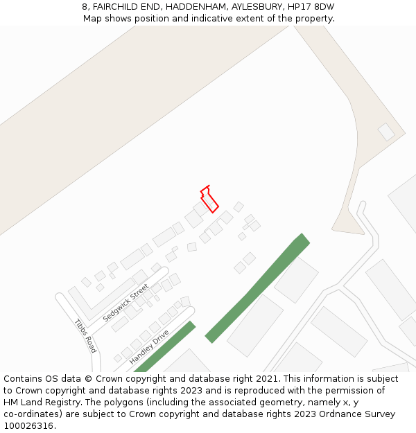 8, FAIRCHILD END, HADDENHAM, AYLESBURY, HP17 8DW: Location map and indicative extent of plot