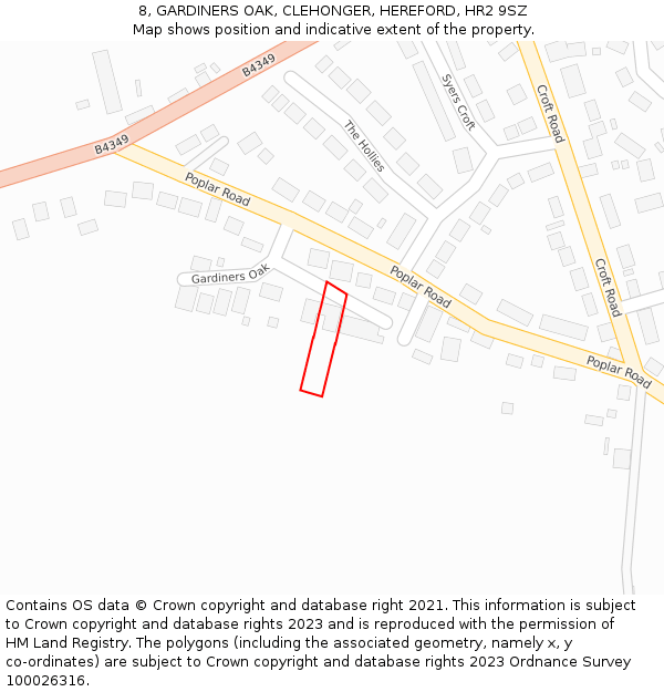 8, GARDINERS OAK, CLEHONGER, HEREFORD, HR2 9SZ: Location map and indicative extent of plot