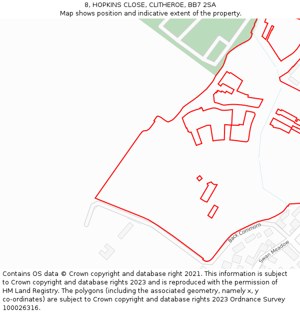 8, HOPKINS CLOSE, CLITHEROE, BB7 2SA: Location map and indicative extent of plot