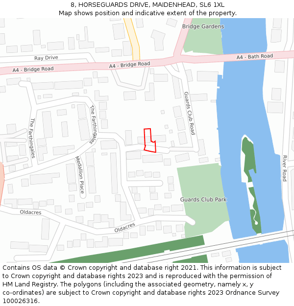 8, HORSEGUARDS DRIVE, MAIDENHEAD, SL6 1XL: Location map and indicative extent of plot