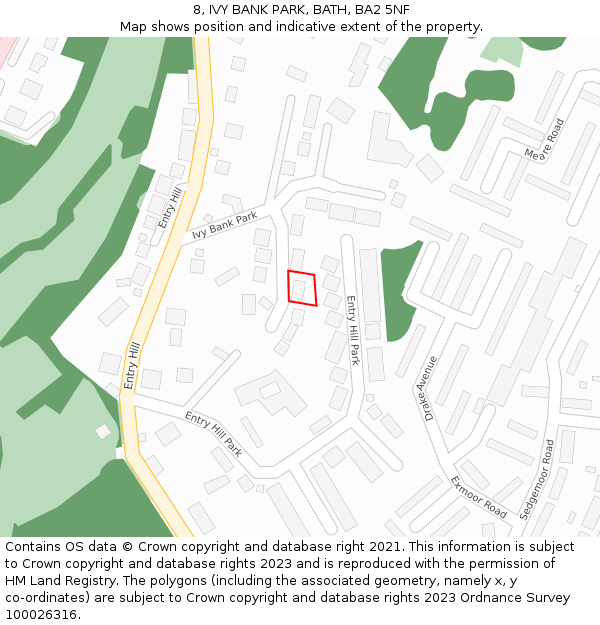 8, IVY BANK PARK, BATH, BA2 5NF: Location map and indicative extent of plot