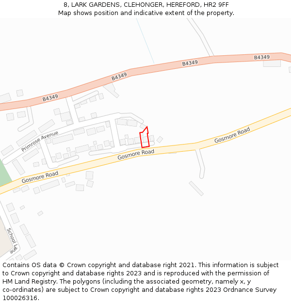 8, LARK GARDENS, CLEHONGER, HEREFORD, HR2 9FF: Location map and indicative extent of plot