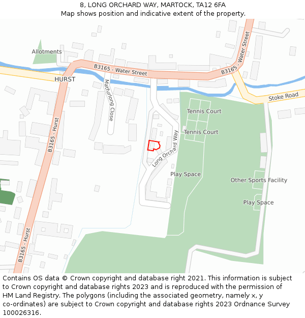 8, LONG ORCHARD WAY, MARTOCK, TA12 6FA: Location map and indicative extent of plot