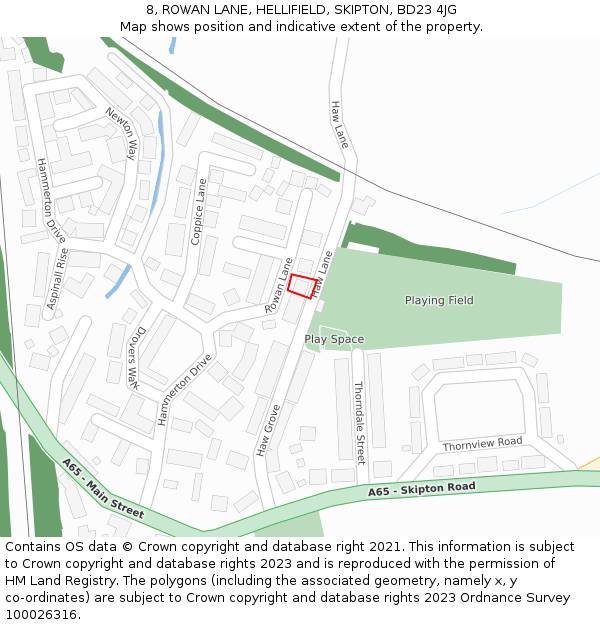 8, ROWAN LANE, HELLIFIELD, SKIPTON, BD23 4JG: Location map and indicative extent of plot