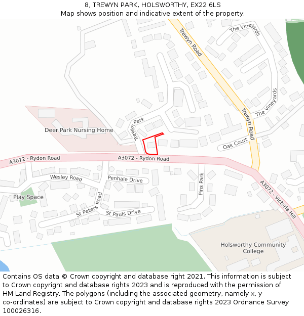 8, TREWYN PARK, HOLSWORTHY, EX22 6LS: Location map and indicative extent of plot