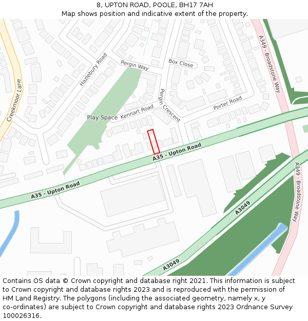 8, UPTON ROAD, POOLE, BH17 7AH: Location map and indicative extent of plot