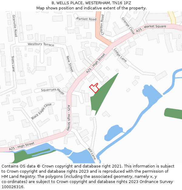 8, WELLS PLACE, WESTERHAM, TN16 1PZ: Location map and indicative extent of plot