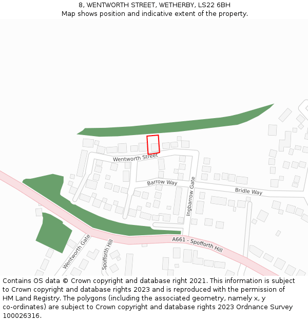 8, WENTWORTH STREET, WETHERBY, LS22 6BH: Location map and indicative extent of plot