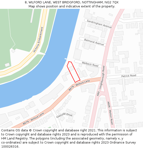 8, WILFORD LANE, WEST BRIDGFORD, NOTTINGHAM, NG2 7QX: Location map and indicative extent of plot