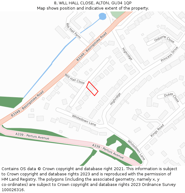 8, WILL HALL CLOSE, ALTON, GU34 1QP: Location map and indicative extent of plot