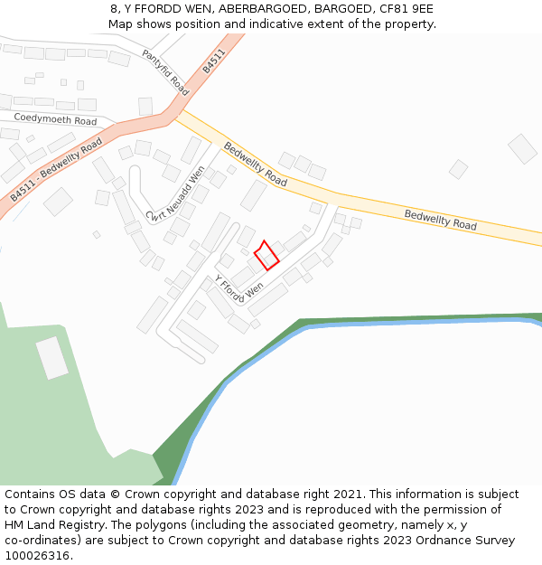 8, Y FFORDD WEN, ABERBARGOED, BARGOED, CF81 9EE: Location map and indicative extent of plot