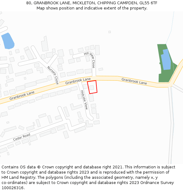 80, GRANBROOK LANE, MICKLETON, CHIPPING CAMPDEN, GL55 6TF: Location map and indicative extent of plot