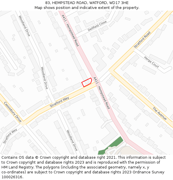 83, HEMPSTEAD ROAD, WATFORD, WD17 3HE: Location map and indicative extent of plot