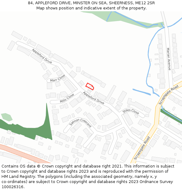 84, APPLEFORD DRIVE, MINSTER ON SEA, SHEERNESS, ME12 2SR: Location map and indicative extent of plot