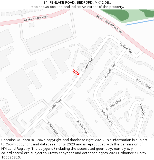 84, FENLAKE ROAD, BEDFORD, MK42 0EU: Location map and indicative extent of plot