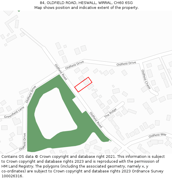 84, OLDFIELD ROAD, HESWALL, WIRRAL, CH60 6SG: Location map and indicative extent of plot