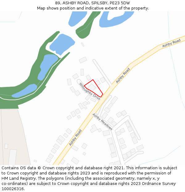 89, ASHBY ROAD, SPILSBY, PE23 5DW: Location map and indicative extent of plot