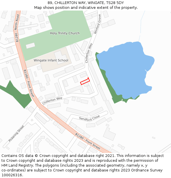 89, CHILLERTON WAY, WINGATE, TS28 5DY: Location map and indicative extent of plot