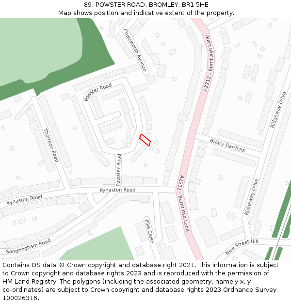 89, POWSTER ROAD, BROMLEY, BR1 5HE: Location map and indicative extent of plot