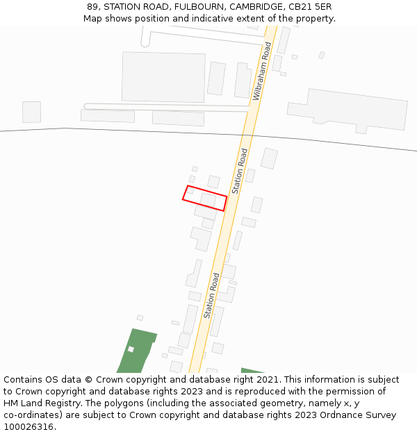 89, STATION ROAD, FULBOURN, CAMBRIDGE, CB21 5ER: Location map and indicative extent of plot